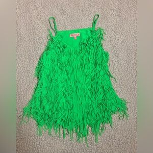 Zebra Filly Fringe Tank Top Green Juniors Size Large